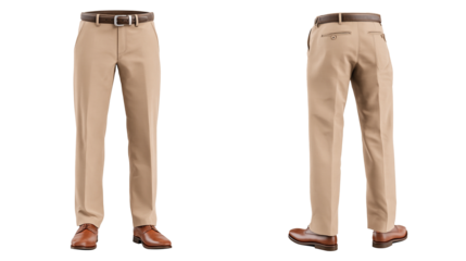 Beige formal pant for men 3d model front and back transparent background