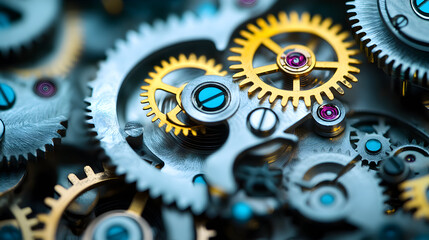 Close-up of Interlocking Metal Gears