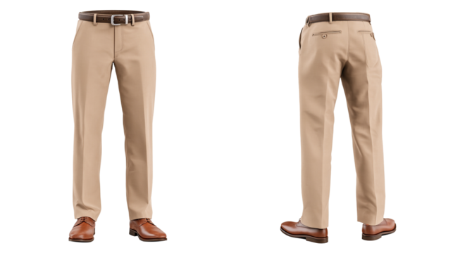 Beige formal pant for men 3d model front and back transparent background