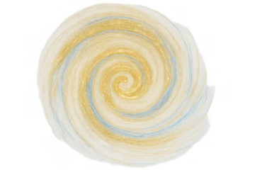 Dynamic swirl of golden and blue hues on a transparent background, creating a mesmerizing abstract pattern resembling a vortex