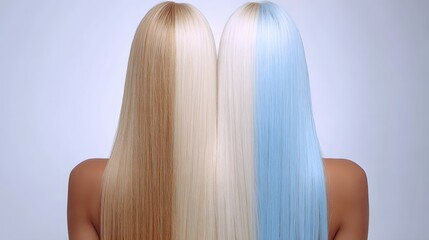 Naklejka premium Two shades of hair, light and cool, against a simple background.