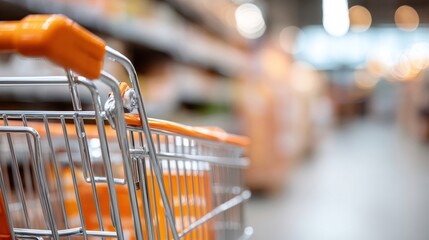 Empty shopping cart symbolizing price increase in supermarket