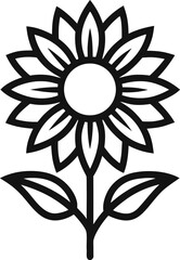 Sunflower Icon Line Art Vector Illustration Black