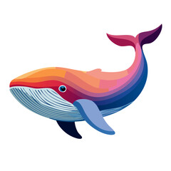 Colorful Whale Icon Isolated on a Transparent Background