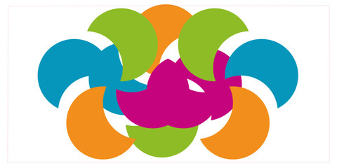 Colorful infographic pie chart with overlapping circular shapes.Flower form graphic circle divided in 4 segments.Vector,illustration.