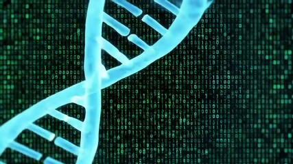 DNA Helix & Binary Code Genetic Information & Technology - Powered by Adobe