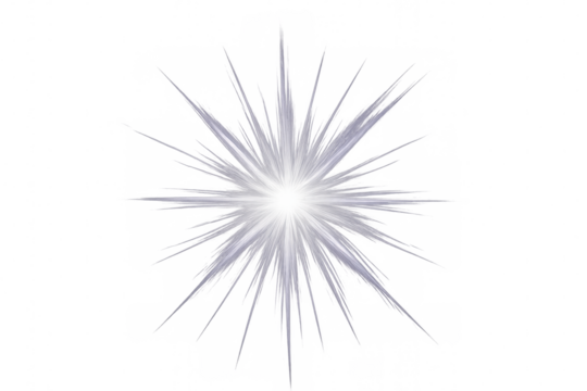 Bright starburst light effect with radiant beams spreading outward, set against a transparent background for versatile design use