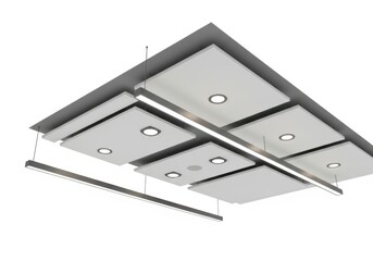 Modern square ceiling light fixture isolated on white background