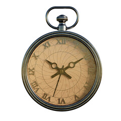 Antique silver clock with transparent background. 3d Render	