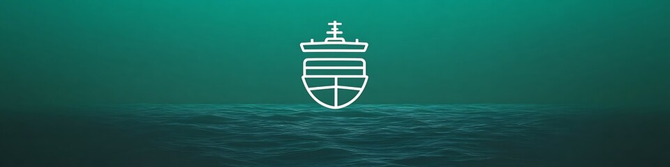 Crisp travel and adventure outline icon in white over a deep green background