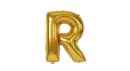 Golden letter r balloon isolated on transparent background