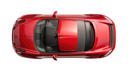 Red Car Top View Isolated on Transparent white background, clipping path