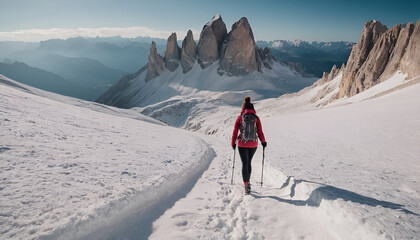 skiing in the mountains