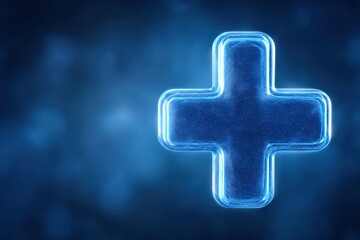 Stunning visual representation of a glowing medical cross symbolizing healthcare innovation and digital wellbeing positioned against a serene blue backdrop evoking trust and reliability