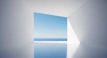 Fototapeta premium Architectural opening reveals serene ocean and sky view