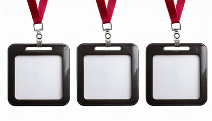 blank id badges with lanyards isolated on transparent background