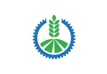 Modern Agriculture Wheat Field Gear Logo
