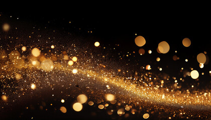 gold sparkles against black background for luxury festive design
