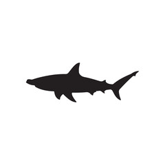Hammerhead shark silhouette vector flat illustration design on white background
