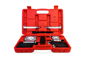 The gear puller and bearings disassembly tool for cars isolated on white background.