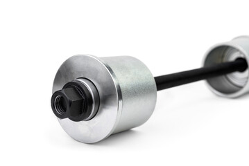 A kit for replacing and installing, pressing, removing, and installing silent blocks, bushings, and bearings isolated on white background.