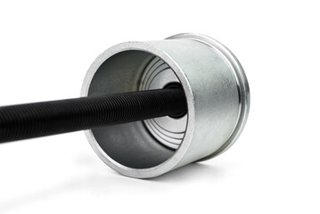 A kit for replacing and installing, pressing, removing, and installing silent blocks, bushings, and bearings isolated on white background.