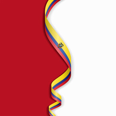 Ecuadorean flag wavy abstract background layout. Vector illustration.