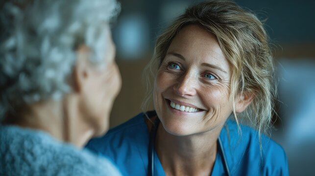 a nurse gently smiles at an elderly patient, offering a sense of comfort and support