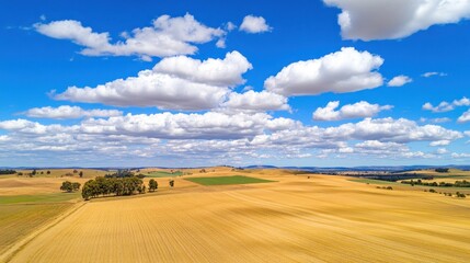 Obraz premium Aerial view of agricultural landscape on a sunny day