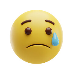 Fototapeta premium 3D rendered crying emoji conveying sadness and sorrow on transparent background