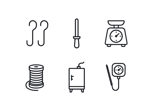 straight perfect stroke icon mono icons style isolated butcher meat hooks butcher sharpening steel butcher scale butcher twine roll butcher smoker bo butcher meat probe thermometer