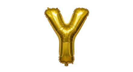 Golden letter y balloon isolated on transparent background