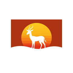 gazelle silhouetted against a setting sun