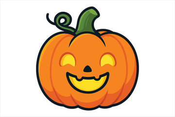 Happy jack o lantern halloween pumpkin silhouette isolated on white background