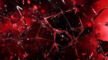 A red and black shattered glass effect, dynamic composition 