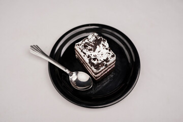 Delicious black forest cake slice	