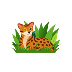 ocelot resting in tall jungle grass