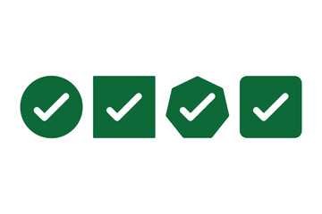 Green Check and Red Cross Icons in Circle – Approval & Error Symbols Vector.