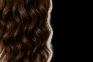Fototapeta premium A close-up view of a brown hair strand against a stark black background, highlighting its unique texture and color