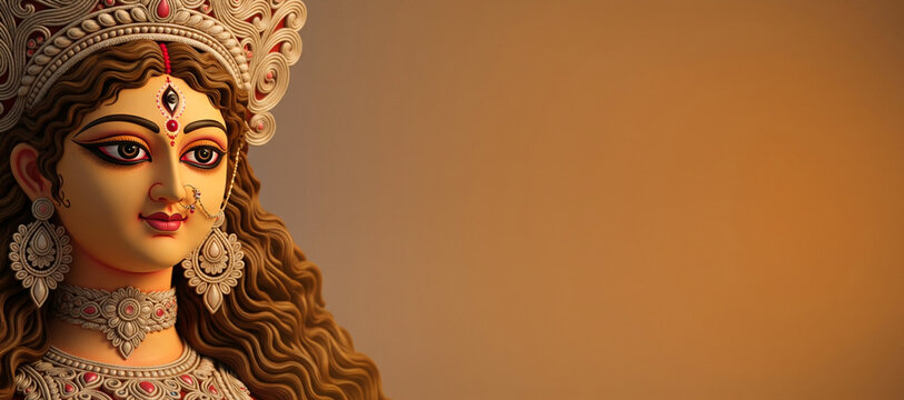 Goddess Durga mata face in the soft gradient background