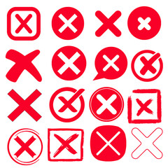 Obraz premium Red Cross Mark Icons Set PNG Illustration