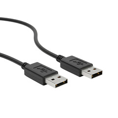 Standard USB cable in black color perfect for connection on transparent background