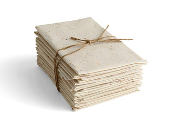 Stack of Plantable Notebooks with Speckled Covers and String on a transparent background