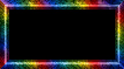 Fototapeta premium pixel art rainbow prism frame black background 