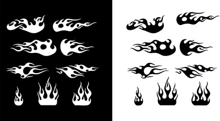 Naklejka premium Black and White Fire Elements