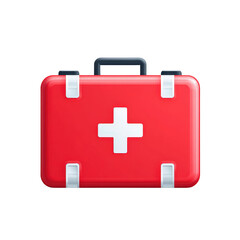 Obraz premium Red Medical First Aid Kit with White Cross on Transparent Background