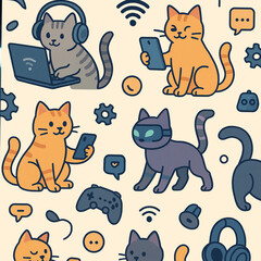 Fototapeta premium seamless pattern with cats
