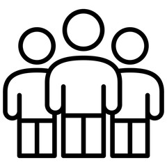 The symbol icon of a defendant is in front with two people as companions or lawyers who accompany the process during the trial in court.