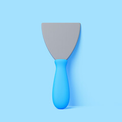 3D Putty Knife with Blue Handle on Blue Background