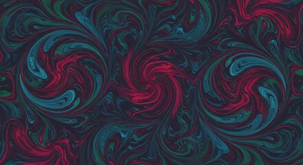 Fototapeta premium A dynamic and fluid abstract background featuring mesmerizing spirals and swirls in vibrant magenta and cool teal colors.